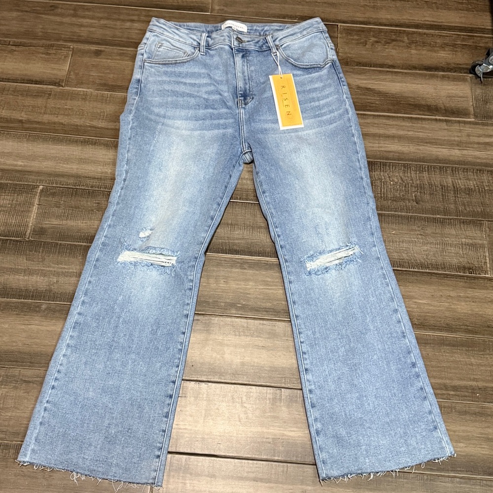 New Risen Summer Days High Rise Light Vintage Wash Straight Leg Jeans 3XL - Picture 5 of 13